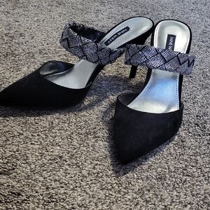Nine West Black and Silver Heels